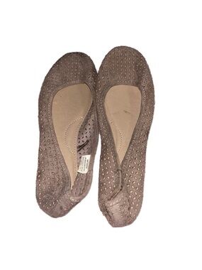 Taupe Perforated Ballet Flats with Memory Foam Insole